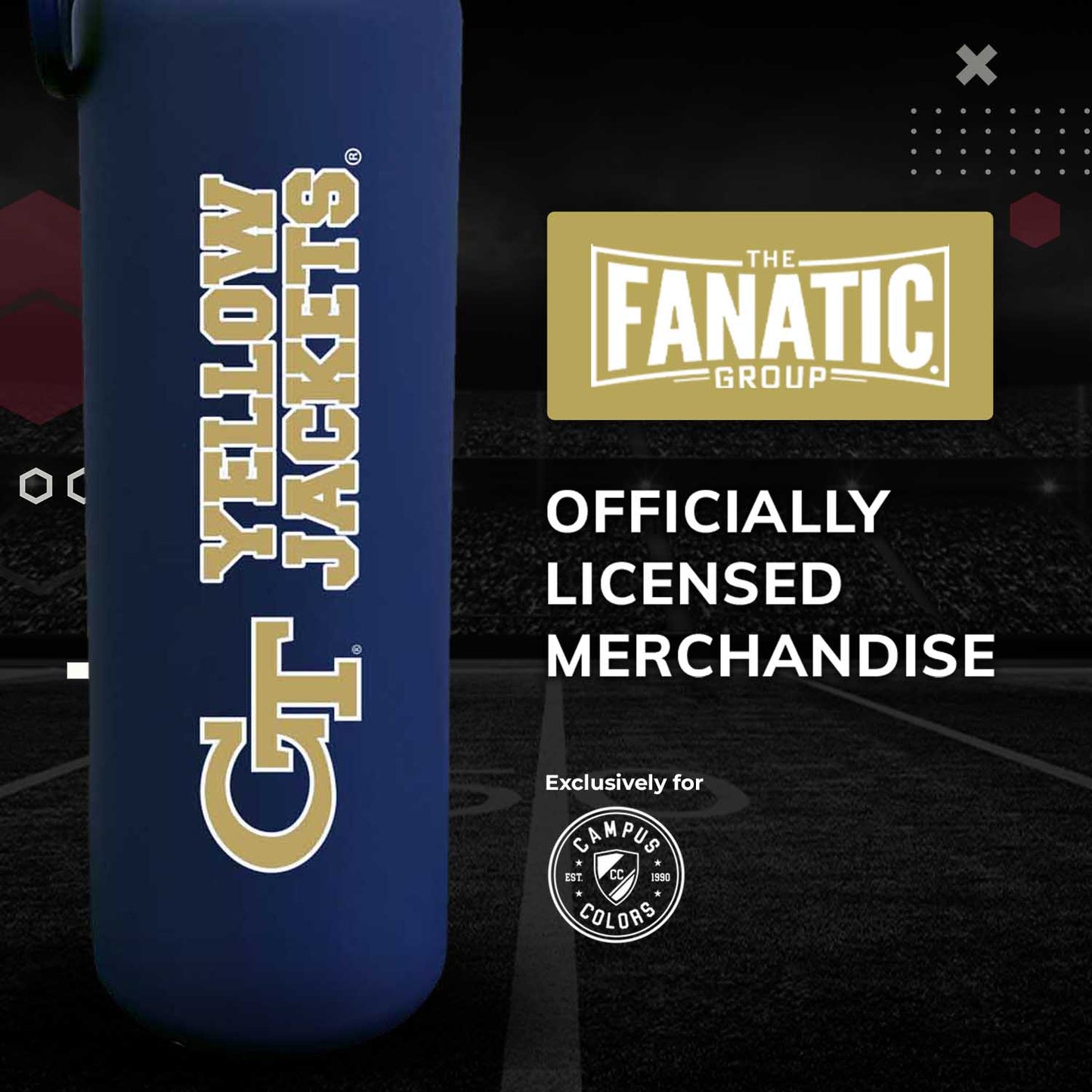 Georgia Tech Yellowjackets NCAA Stainless Steel Water Bottle - Navy