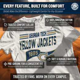 Georgia Tech Yellowjackets NCAA Adult Unisex Varsity Club Pennant T-Shirt Tag-Less - Off White