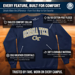 Georgia Tech Yellowjackets NCAA Adult Tackle Twill Crewneck Sweatshirt - Navy