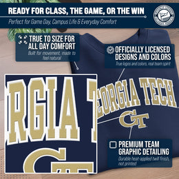 Georgia Tech Yellowjackets NCAA Adult Tackle Twill Crewneck Sweatshirt - Navy