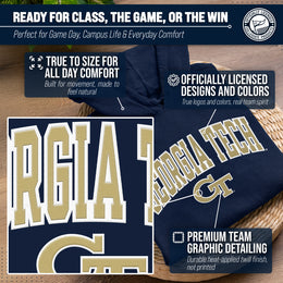 Georgia Tech Yellowjackets NCAA Adult Tackle Twill Hooded Sweatshirt - Navy