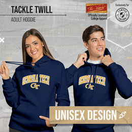 Georgia Tech Yellowjackets NCAA Adult Tackle Twill Hooded Sweatshirt - Navy