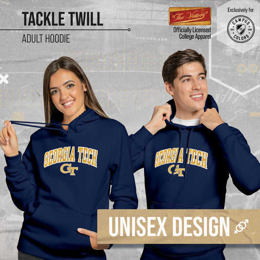 Georgia Tech Yellowjackets NCAA Adult Tackle Twill Hooded Sweatshirt - Navy