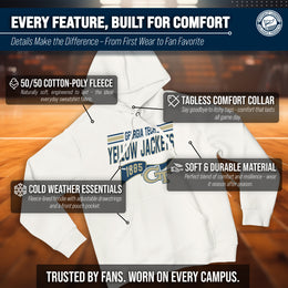 Georgia Tech Yellowjackets NCAA Adult Unisex Varsity Club Pennant Hooded Fleece Sweatshirt - Off White