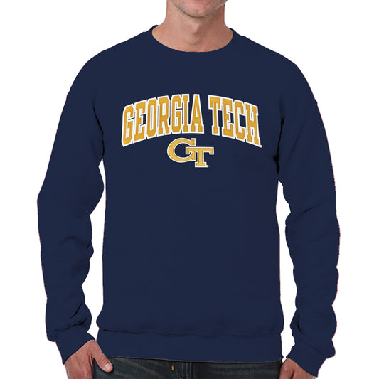 Georgia Tech Yellowjackets NCAA Adult Tackle Twill Crewneck Sweatshirt - Navy