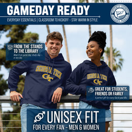 Georgia Tech Yellowjackets Adult Arch & Logo Soft Style Gameday Hooded Sweatshirt - Navy