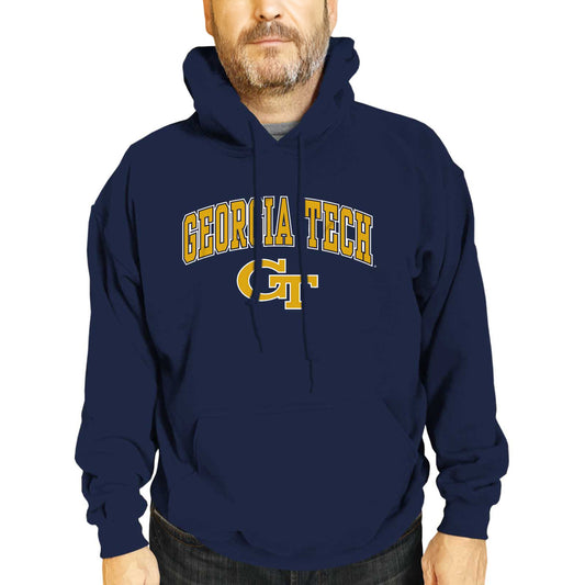 Georgia Tech Yellowjackets Adult Arch & Logo Soft Style Gameday Hooded Sweatshirt - Navy