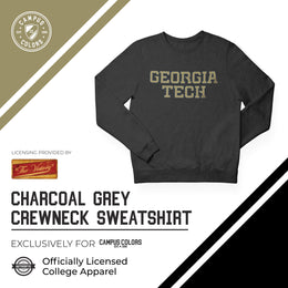 Georgia Tech Yellowjackets NCAA Adult Charcoal Crewneck Fleece Sweatshirt - Charcoal