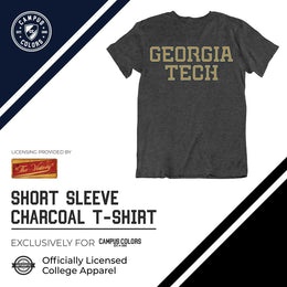 Georgia Tech Yellowjackets Campus Colors NCAA Adult Cotton Blend Charcoal Tagless T-Shirt - Charcoal