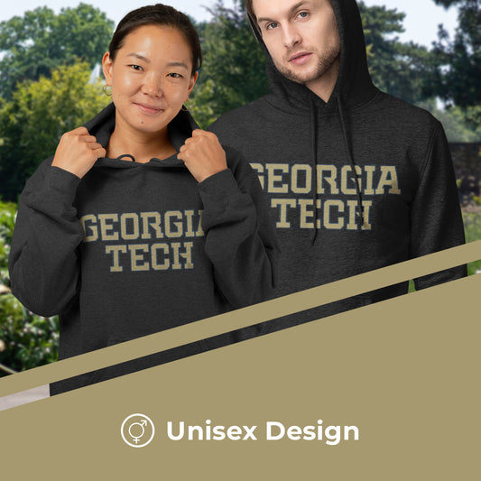 Georgia Tech Yellowjackets NCAA Adult Cotton Blend Charcoal Hooded Sweatshirt - Charcoal