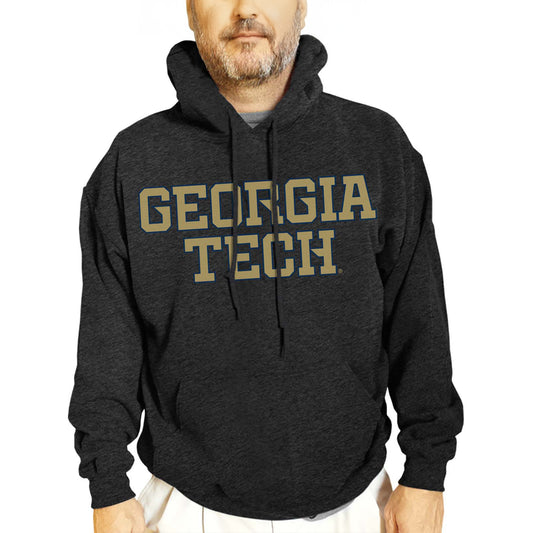 Georgia Tech Yellowjackets NCAA Adult Cotton Blend Charcoal Hooded Sweatshirt - Charcoal