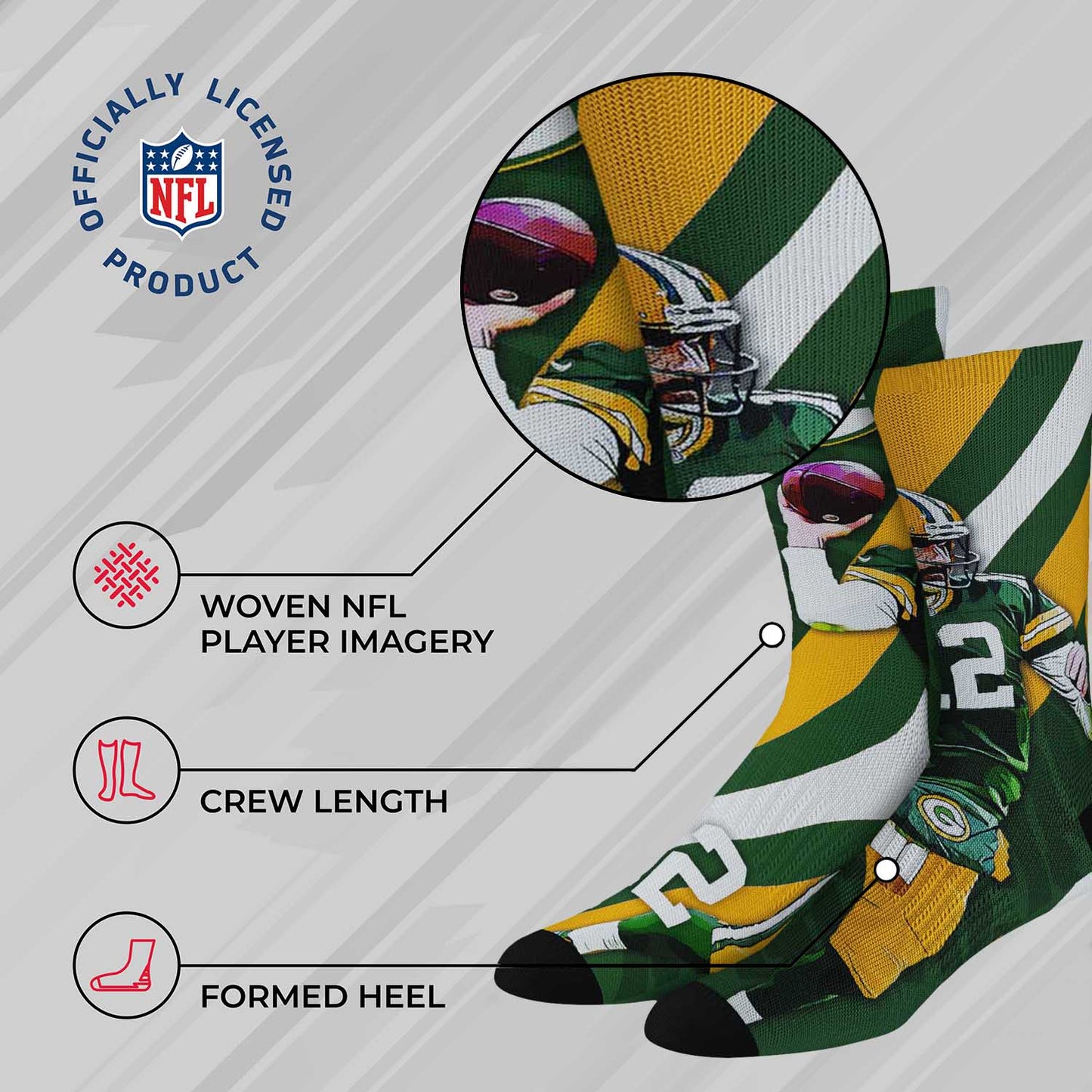 Green Bay Packers NFL Adult Player Stripe Sock - Green #12