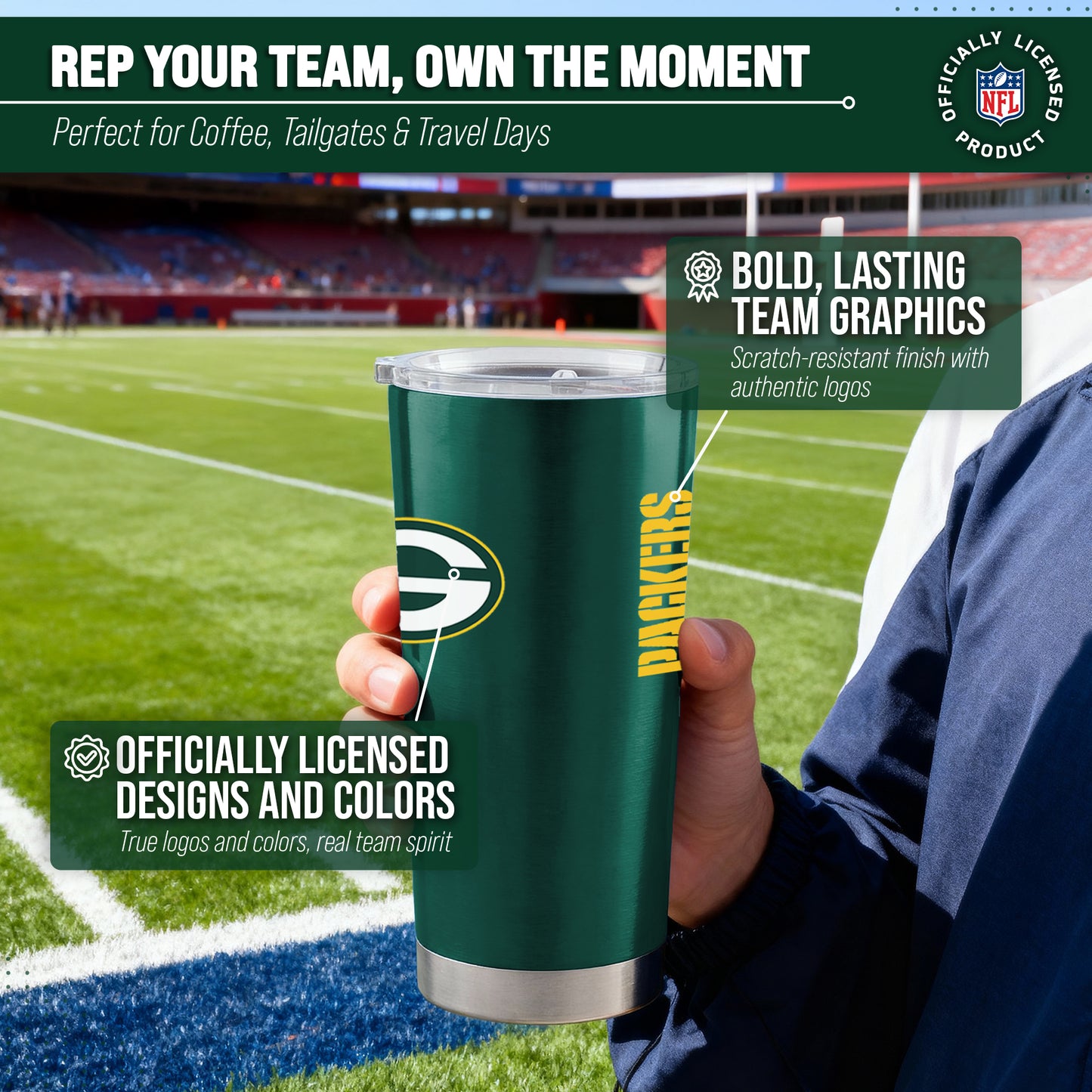 Green Bay Packers NFL 20oz Gameday Stainless Steel Tumbler - Hunter Green