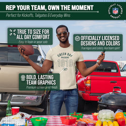 Green Bay Packers NFL Adult Big Date Tag-Less T-Shirt - Natural