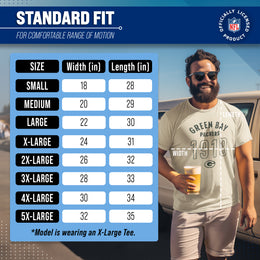 Green Bay Packers NFL Adult Big Date Tag-Less T-Shirt - Natural