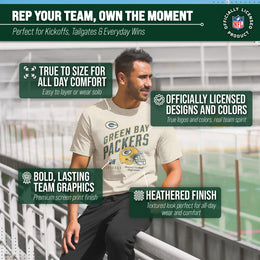 Green Bay Packers NFL Adult Distressed Helmet Tag-Less T-Shirt - Cream