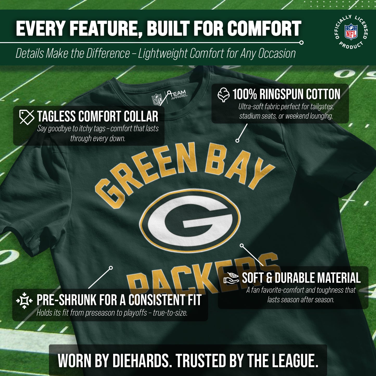 Green Bay Packers NFL Adult Gameday T-Shirt - Forest Green