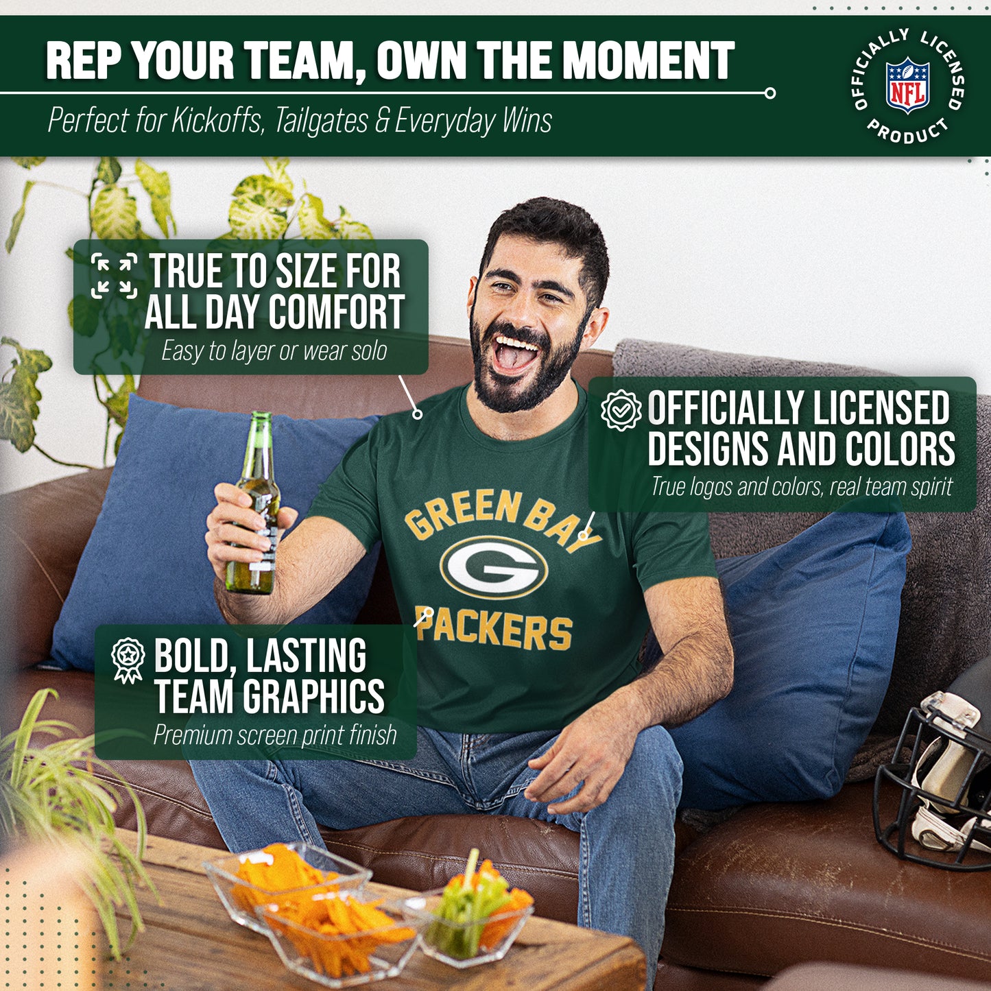 Green Bay Packers NFL Adult Gameday T-Shirt - Forest Green