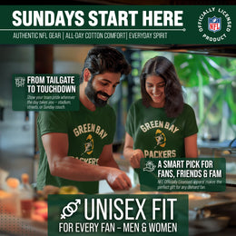 Green Bay Packers NFL Adult Retro Gameday Unisex T-Shirt - Forest Green