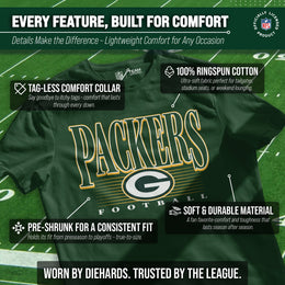 Green Bay Packers NFL Adult Overtime Blueprint Tag-Less T-Shirt - Forest Green