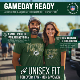 Green Bay Packers NFL Adult Overtime Blueprint Tag-Less T-Shirt - Forest Green