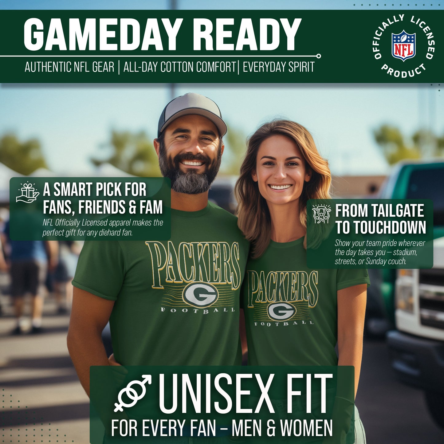 Green Bay Packers NFL Adult Overtime Blueprint Tag-Less T-Shirt - Forest Green