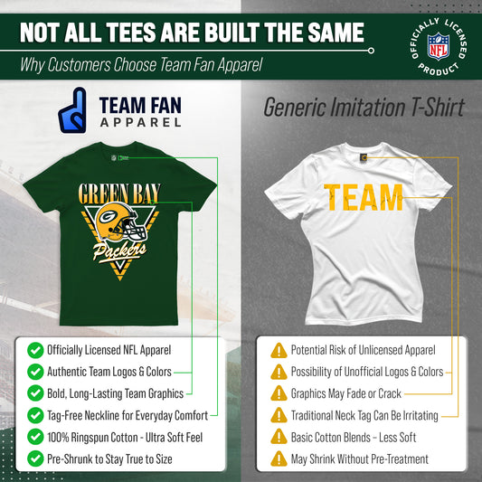 Green Bay Packers NFL Adult Retro Triangle Unisex T-Shirt - Forest Green