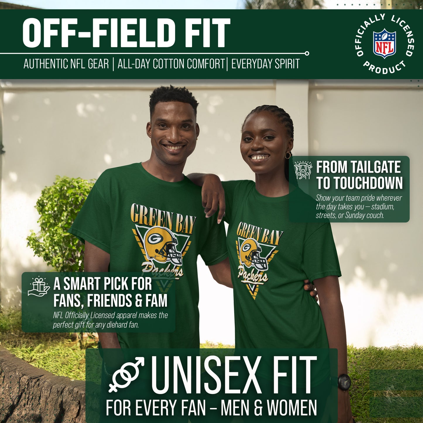 Green Bay Packers NFL Adult Retro Triangle Unisex T-Shirt - Forest Green