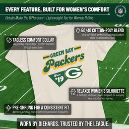 Green Bay Packers NFL Womens Vintage Charm Tag-Less Soft T-Shirt - Birch