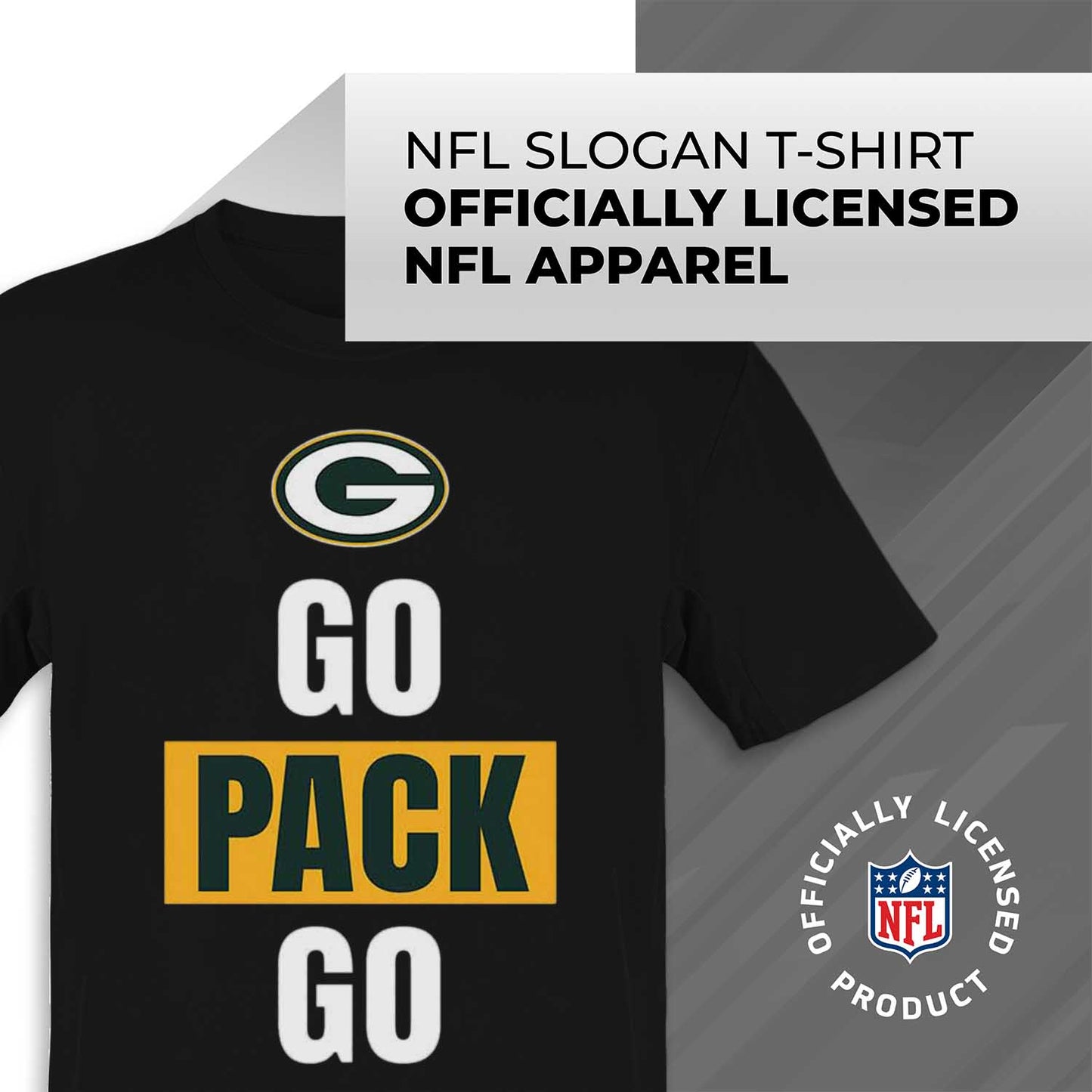 Green Bay Packers NFL Adult Team Slogan Unisex T-Shirt - Black
