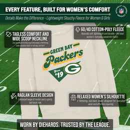 Green Bay Packers NFL Womens Vintage Charm Slouchy Crewneck - Birch