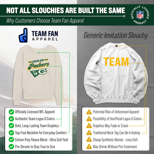 Green Bay Packers NFL Womens Vintage Charm Slouchy Crewneck - Birch