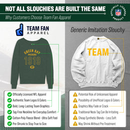 Green Bay Packers NFL Womens Big Date Slouchy Crewneck - Forest Green Heather
