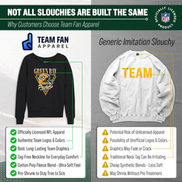 Green Bay Packers NFL Womens Retro Triangle Slouchy Crewneck - Heather Charcoal