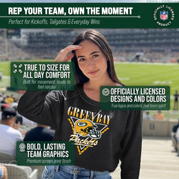 Green Bay Packers NFL Womens Retro Triangle Slouchy Crewneck - Heather Charcoal