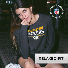 Green Bay Packers NFL Women's Plus Size Team Block Charcoal Crewneck - Charcoal
