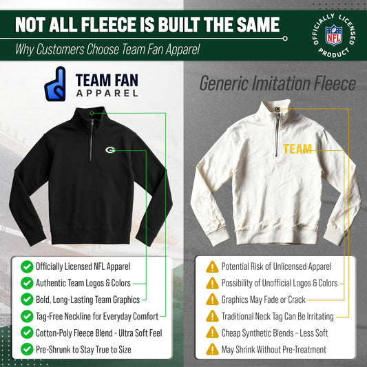 Green Bay Packers NFL Adult Unisex Team Logo Quarter Zip Pullover Sweatshirt - Black
