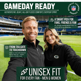 Green Bay Packers NFL Adult Unisex Team Logo Quarter Zip Pullover Sweatshirt - Black