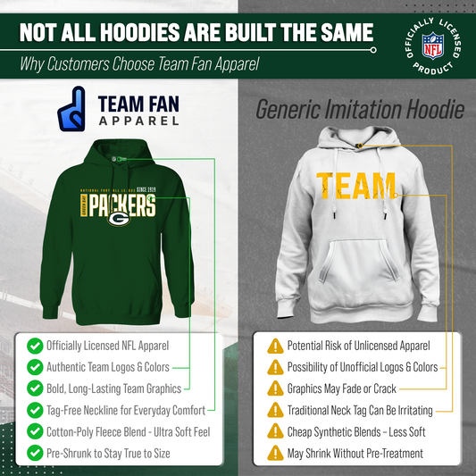 Green Bay Packers NFL Adult Unisex Modern Endzone Soft Fleece Hooded Sweatshirt - Forest Green