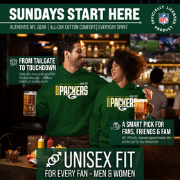 Green Bay Packers NFL Adult Unisex Modern Endzone Soft Fleece Hooded Sweatshirt - Forest Green