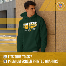 Green Bay Packers NFL Adult Unisex Vintage Block Ultra Soft Fleece Hooded Sweatshirt - Forest Green