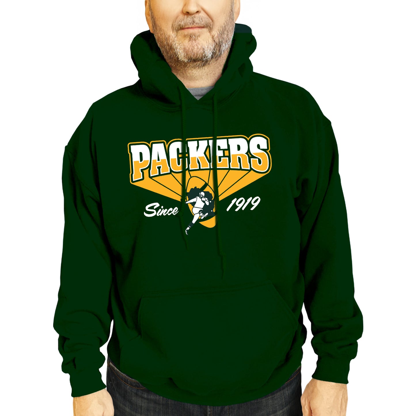 Green Bay Packers NFL Adult Unisex Vintage Block Ultra Soft Fleece Hooded Sweatshirt - Forest Green