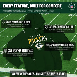 Green Bay Packers Adult NFL Diagonal Fade Fleece Hooded Sweatshirt - Forest Green