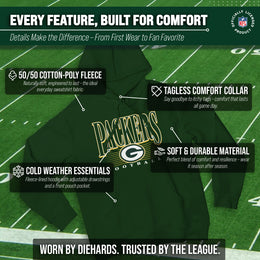 Green Bay Packers NFL Adult Unisex Overtime Blueprint Soft Fleece Hooded Sweatshirt - Forest Green