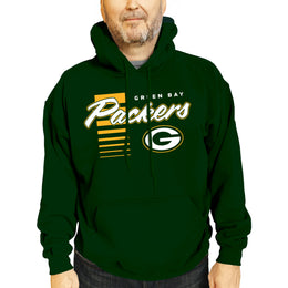 Green Bay Packers NFL Adult Unisex Retro Script Ultra Soft Fleece Hooded Sweatshirt - Forest Green