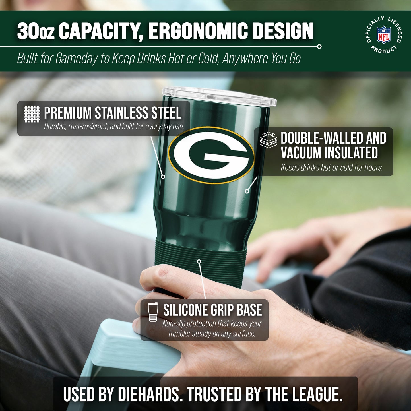 Green Bay Packers NFL 30oz Gameday Stainless Steel Tumbler - Hunter Green