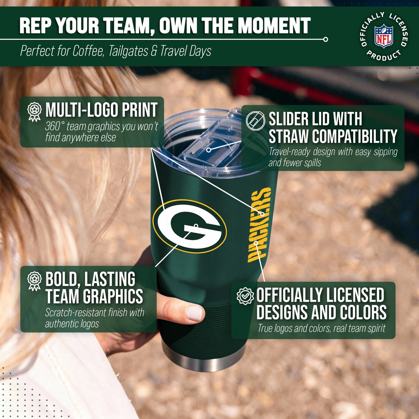 Green Bay Packers NFL 30oz Gameday Stainless Steel Tumbler - Hunter Green