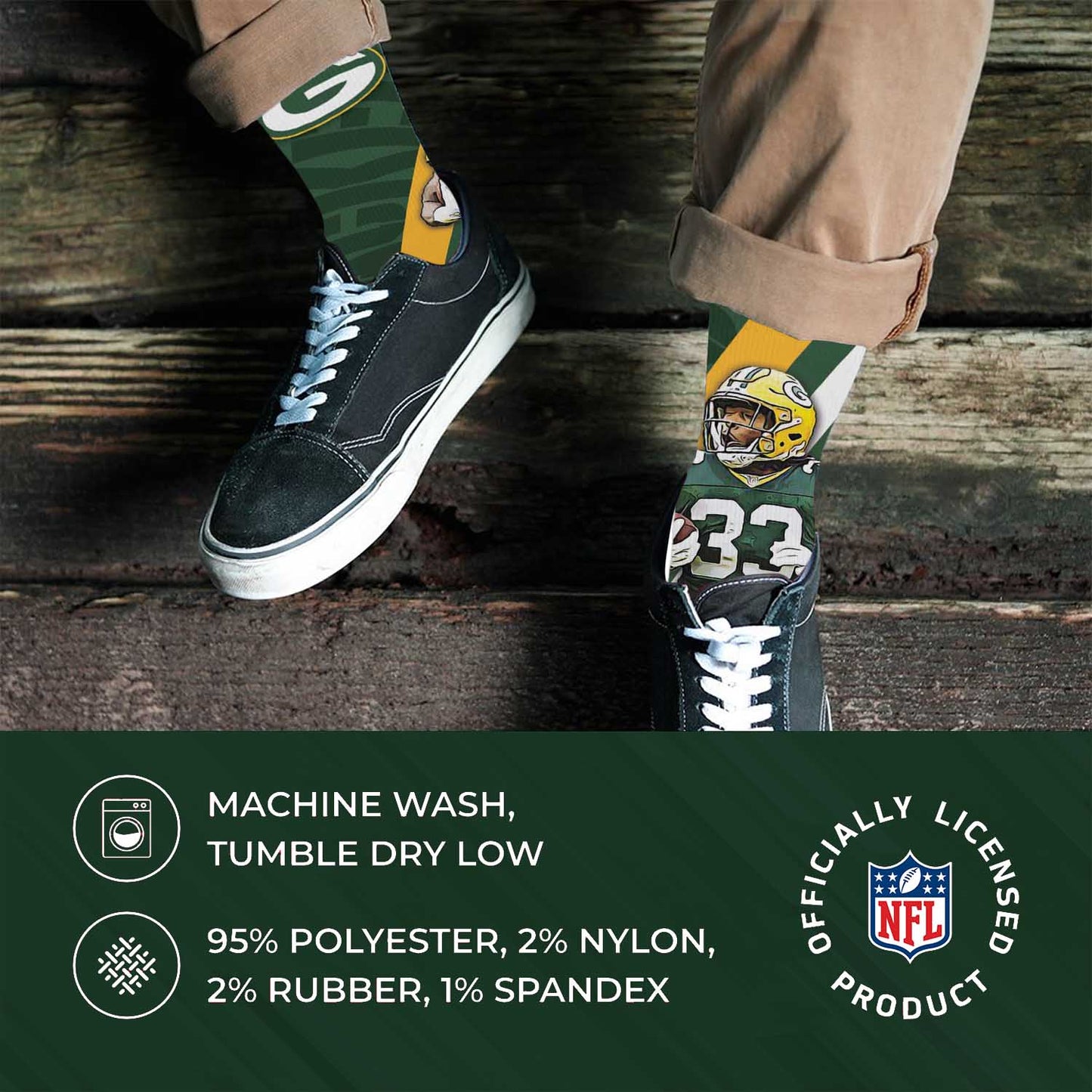 Green Bay Packers NFL Adult Player Stripe Sock - Green