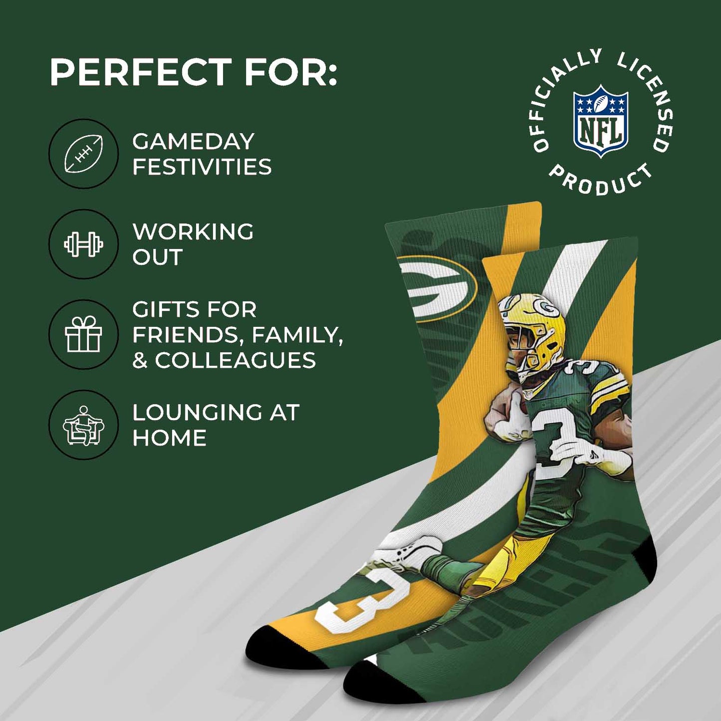 Green Bay Packers NFL Adult Player Stripe Sock - Green