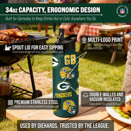 Green Bay Packers NFL 34Oz Native Quencher Water Bottle - Hunter Green